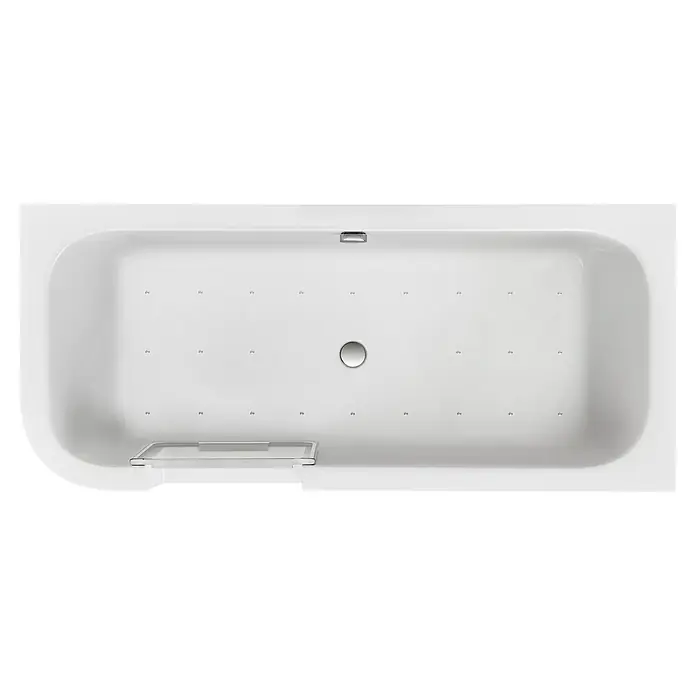 Ottofond Whirlpool Pueblo - 180 x 80 cm, Sanitäracryl, Weiß, Silent, Linksseitig - Weisse Badewanne mit integrierter Ablage und Hydromassage-Düsen für entspannende Momente im Badezimmer. Stilvolles Design für mehr Komfort.