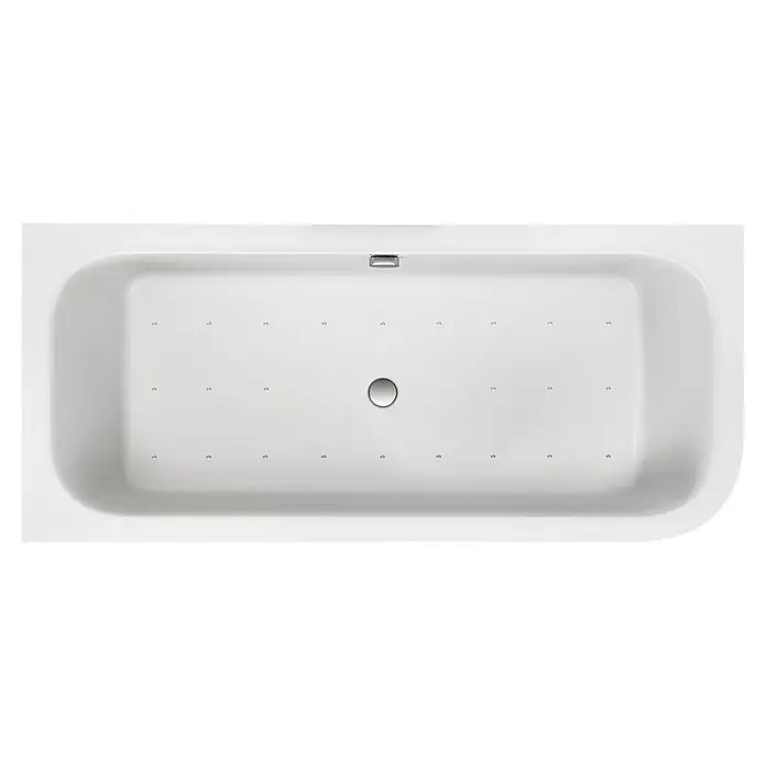 Ottofond Whirlpool Bonita180 x 80 cm, Sanitäracryl, Weiß, Silent, Rechtsseitig - Ein hochaufragendes Foto einer rechteckigen Whirlpool-Badewanne mit Massagefunktionen. Das moderne Design sorgt für ein entspannendes Badeerlebnis.