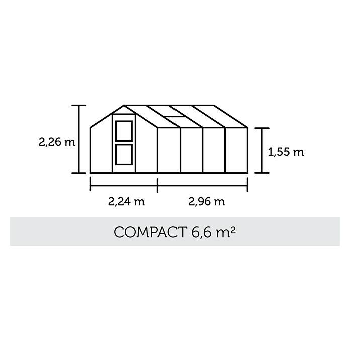 Juliana Gewächshaus Compact (2,95 x 2,24 x 2,26 m, Sicherheitsglas, Glasstärke: 3 mm, Anthrazitgrau)