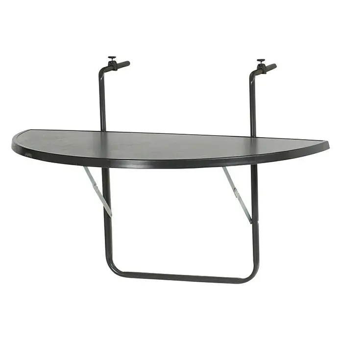 Alco Balkon-Hängetisch - L x B: 100 x 50 cm, Stahl, Kunststoff, Anthrazit, Klappbar - Hier ist ein halbrunder Balkontisch in dunkler Farbe. Dieser praktische Tisch bietet eine platzsparende Lösung für kleine Balkone.