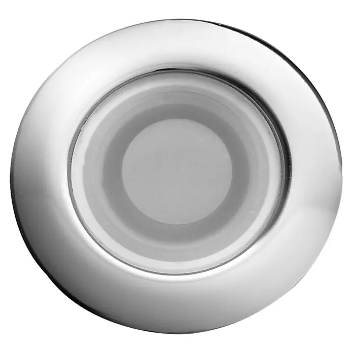 Ottofond Whirlpool Bonita180 x 80 cm, Sanitäracryl, Weiß, Light, Linksseitig - Nahaufnahme einer runden LED-Deckenleuchte mit Chromfassung, die modernes Design und Energieeffizienz vereint.