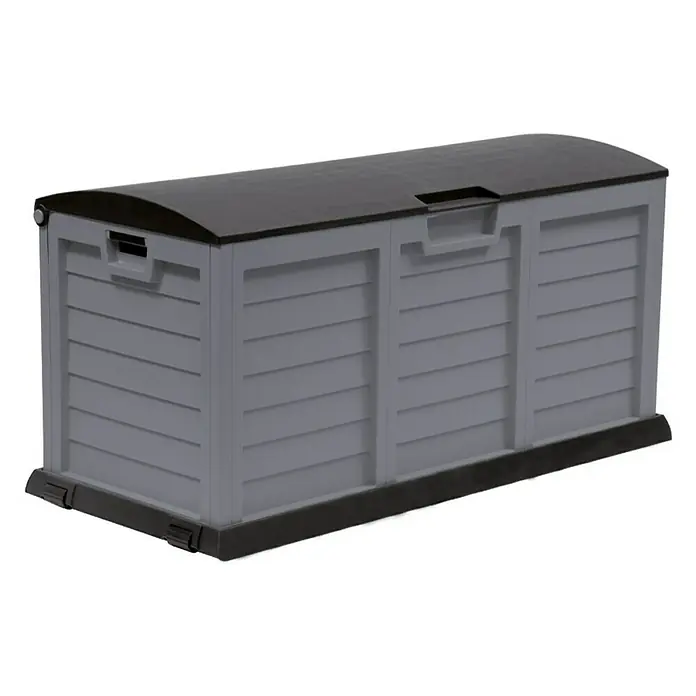 Siena Garden Gartenbox Jumbo XXL - 140 x 61 x 69 cm, Silbergrau/Schwarz - Graue Gartenbox mit schwarzem Deckel, ideal zur Aufbewahrung von Gartengeräten und -möbeln, wasserfest und robust.