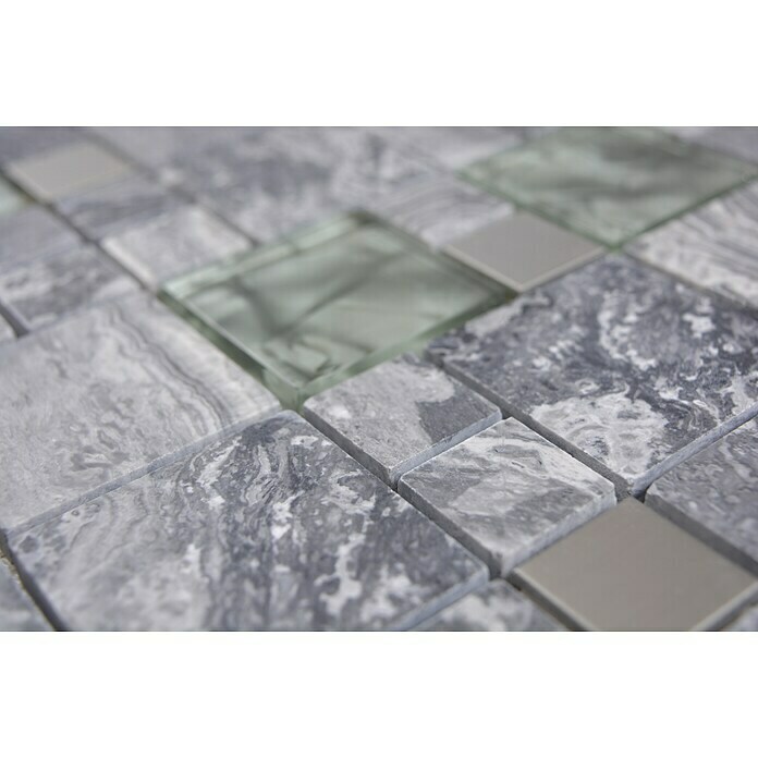 Mosaikfliese Crystal Mix XCM MC609 (30 x 30 cm, Grau, Poliert)