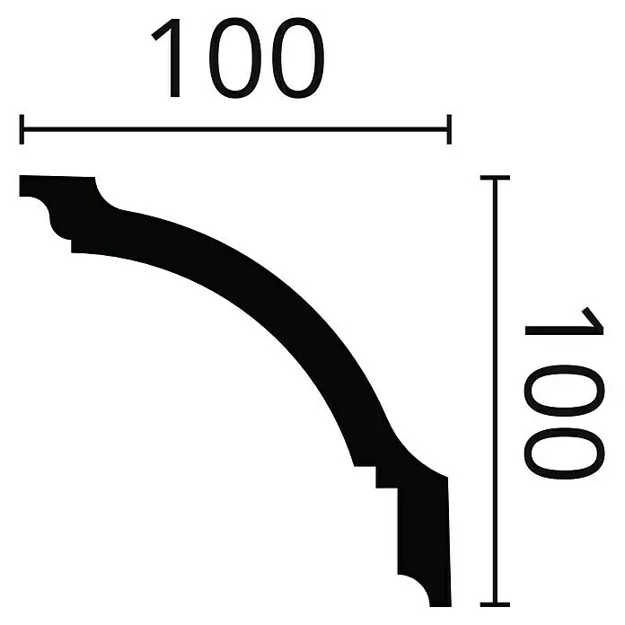 Nmc Decoflair Zierleiste Deckenleiste GP - 2 m x 100 mm x 100 mm - Schwarzes Hohlkehlenprofil im Querschnitt, 100x100mm, für dekorative Innenleisten.