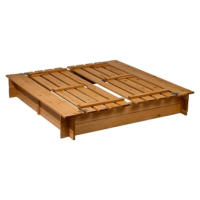 Dobar Sandkasten - 118 x 118 x 20 cm, Holz - Holzsandkasten mit Deckel, ideal für Kinder zum Spielen im Garten. Der Sandkasten bietet Schutz vor Witterungseinflüssen und hält den Sand sauber.