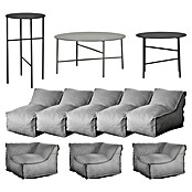 Loungemöbel-Set modular mit Beistelltisch Envy (11 -tlg., Grau/Schwarz, 3 Ecken; 5 Mitten; 3 Tische) | BAUHAUS