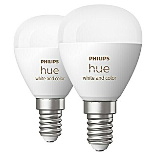 Philips Hue LED-Lampe White & Color Ambiance Tropfen (E14, Dimmbar, 470 lm, 5,1 W, 2 Stk.)