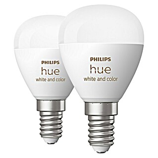 Philips Hue Smart-LED-Lampen Set White & Color Ambiance Tropfen (E14, Dimmbar, RGBW, 470 lm, 5,1 W, 2 Stk.)