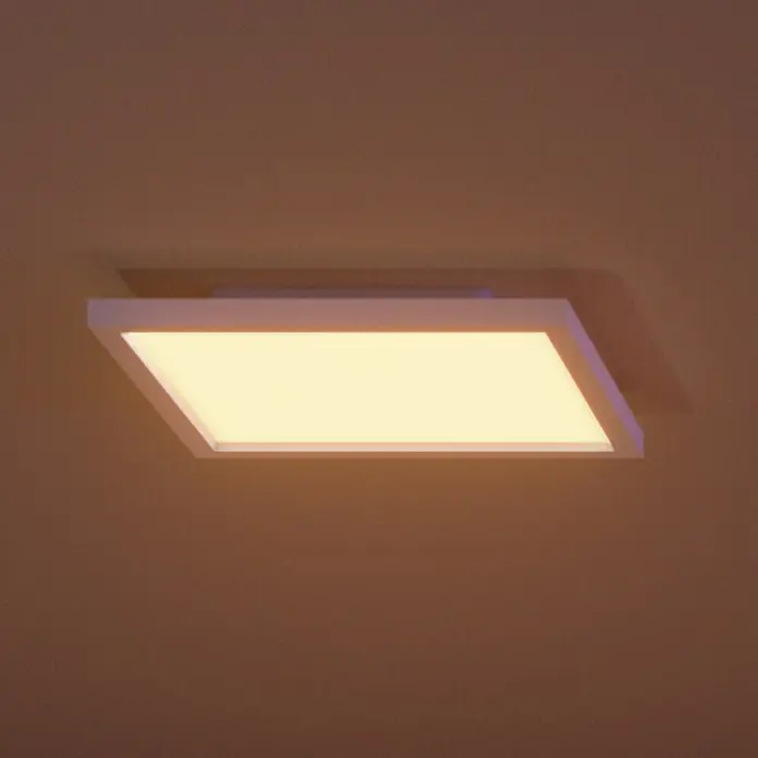 Philips Hue LED-Panel White & Color Ambiance Surimu - Classic - 24,8 W, L x B x H: 30 x 30 x 4,6 cm, Weiß, Opal, RGBW - Quadratische LED-Deckenleuchte mit warmem Lichtschein, ideal für modernes Wohnen.