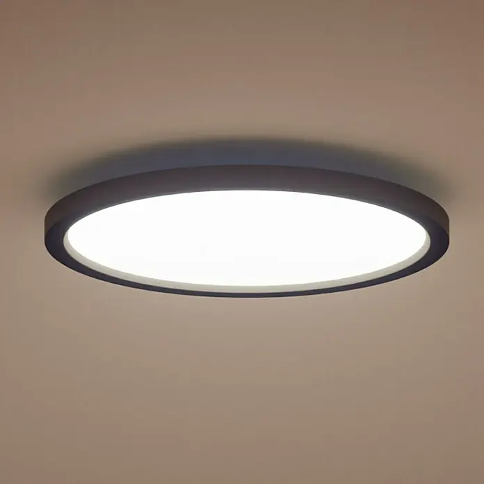 Philips Hue LED-Panel rund Aurelle - 21 W, Ø x H: 39,5 x 4,7 cm, Schwarz, Warmweiß - Moderne LED-Deckenleuchte mit schlankem, rundem Design und gleichmäßiger Ausleuchtung, ideal für Wohnräume.