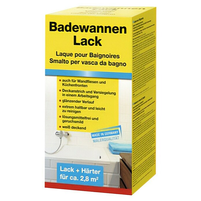 Badewannenlack Weiß 2K (RAL 9010) - Glänzende Beschichtung Für Badewannen & Keramik Hamburger Lack-Profi