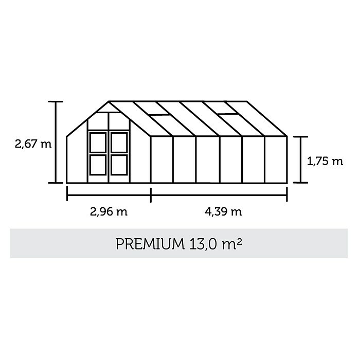 Juliana Gewächshaus Premium  (4,39 x 2,96 x 2,67 m, Sicherheitsglas, Glasstärke: 3 mm, Silber/Schwarz)