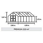 Juliana Gewächshaus Premium  (4,39 x 2,96 x 2,67 m, Sicherheitsglas, Glasstärke: 3 mm, Silber/Schwarz)