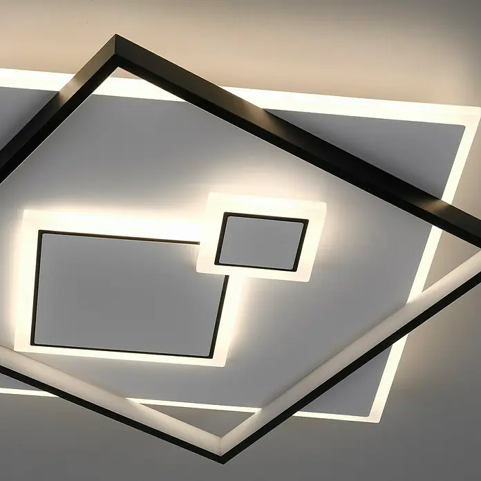 Paul Neuhaus LED-Deckenleuchte MAILAK - 39 W, L x B x H: 57 x 57 x 6 cm, Weiß, Warmweiß - Moderne Deckenleuchte mit geometrischen Formen und LED-Beleuchtung für ein stilvolles Ambiente.