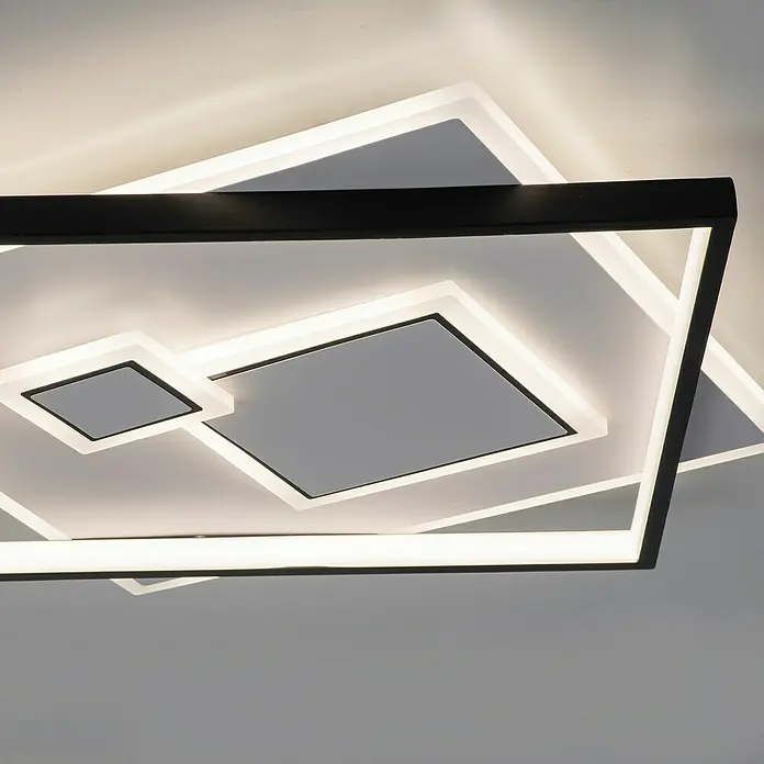 Paul Neuhaus LED-Deckenleuchte MAILAK - 39 W, L x B x H: 57 x 57 x 6 cm, Weiß, Warmweiß - Moderne Deckenleuchte mit geometrischen Formen und integrierter LED-Beleuchtung für eine stilvolle Raumausleuchtung.
