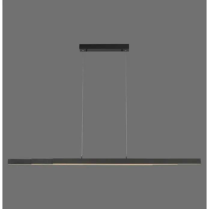 Just Light LED-Pendelleuchte LUZI - 45 W, L x B x H: 165 x 5,5 x 180 cm, Anthrazit, Warmweiß - Elegante, moderne, schwarze Pendelleuchte. Diese minimalistische Leuchte ist ideal für Esszimmer oder Büros und strahlt modernes Design aus.