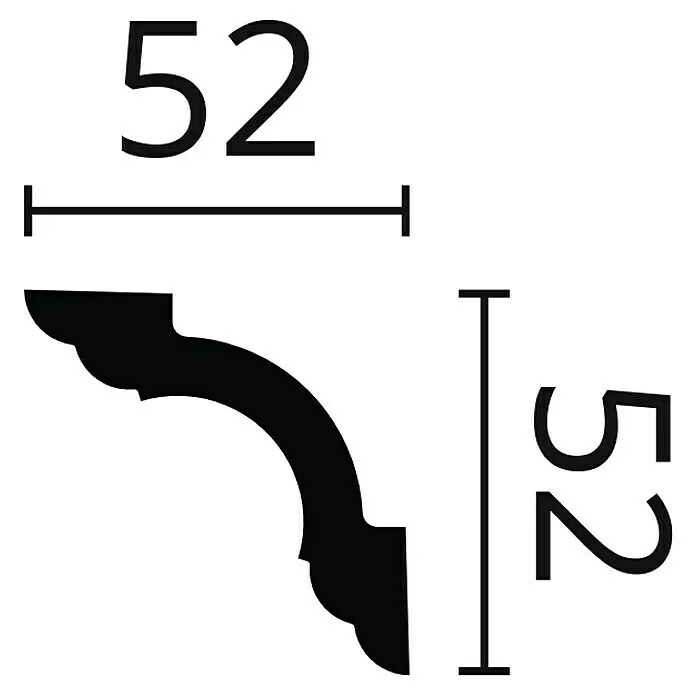 Nmc Decoflair Zierprofil Deckenleiste WT5 - 2 m x 52 mm x 52 mm, Hochverdichtetes extrudiertes Polymer (HDPS) - Schwarzes Zierprofil mit Maßen 52x52.