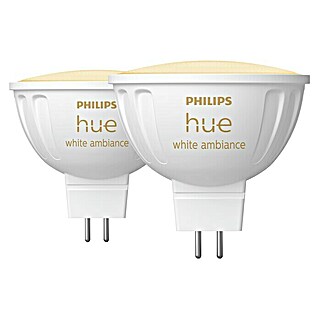 Philips Hue LED-Lampe White Ambiance MR16 (GU5,3, Dimmbar, Mehrfarbig, 350 lm, 5,1 W, 2 Stk.)
