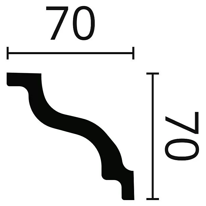 Nmc Decoflair Zierprofil Deckenleiste K - 2 m x 70 mm x 70 mm, Extrudiertes Polystyrol (XPS) - Schwarzes Zierprofil mit Wellenform, Maße 70x70 mm.
