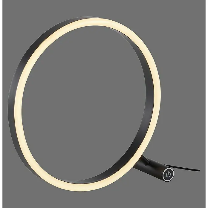 Just Light LED-Tischleuchte RITUS - 13,5 W, Ø x H: 28,5 x 28,5 cm, Anthrazit, Warmweiß - Elegante LED-Tischleuchte in Ringform mit schwarzem Rahmen und warmweißem Licht für modernes Ambiente.