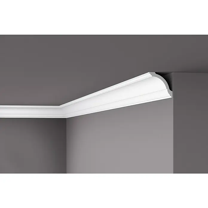 Nmc Decoflair Zierprofil Deckenleiste GO - 2 m x 80 mm x 80 mm, Extrudiertes Polystyrol (XPS) - Elegante weiße Zierleiste schmückt die Decke und Wände und verleiht dem Raum eine stilvolle Note. Perfekt für ein anspruchsvolles Interieur.