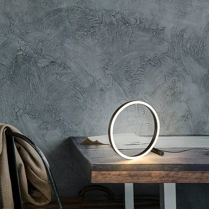 Just Light LED-Tischleuchte RITUS - 13,5 W, Ø x H: 28,5 x 28,5 cm, Anthrazit, Warmweiß - Kreisförmige LED-Tischleuchte mit minimalistischem Design. Sie strahlt helles, gleichmäßiges Licht aus und sorgt für eine moderne Atmosphäre.