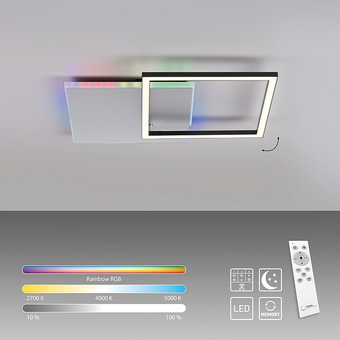 Trio Leuchten LED-Deckenleuchte Irvine (60 W, L x B x H: 6,5 x 105 x 42 cm,  Nickel matt) | BAUHAUS