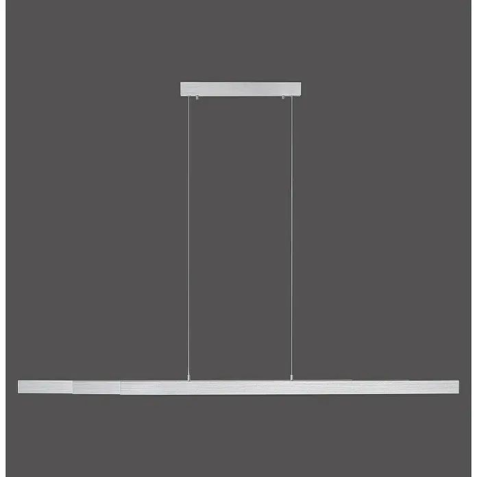 Just Light LED-Pendelleuchte LUZI - 45 W, L x B x H: 165 x 5,5 x 180 cm, Aluminium, Warmweiß - Eine moderne, längliche LED-Hängeleuchte in Silber, die ein stilvolles Ambiente erzeugt. Ideal für moderne Wohn- und Essbereiche.