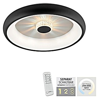 Just Light LED okrogla stropna svetilka VERTIGO (33 W, Ø x V: 46,5 x 9,5 cm, Črne barve, Večbarvno)