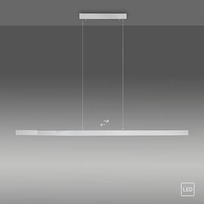 Just Light LED-Pendelleuchte LUZI - 45 W, L x B x H: 165 x 5,5 x 180 cm, Aluminium, Warmweiß - Elegante LED-Hängeleuchte, ideal für moderne Innenräume. Das schlanke Design sorgt für stilvolle Beleuchtung und Ambiente.