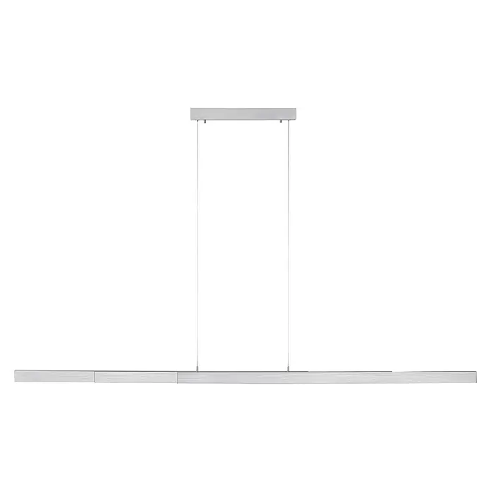 Just Light LED-Pendelleuchte LUZI - 45 W, L x B x H: 165 x 5,5 x 180 cm, Aluminium, Warmweiß - Silberne LED-Hängeleuchte mit modernem Design. Perfekt für Esszimmer oder Kücheninseln, bietet sie stilvolle und effiziente Beleuchtung.