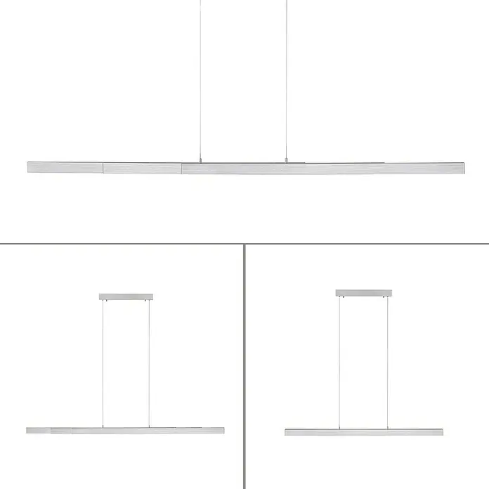 Just Light LED-Pendelleuchte LUZI - 45 W, L x B x H: 165 x 5,5 x 180 cm, Aluminium, Warmweiß - Lineare LED-Pendelleuchte in Silber. Modernes Design mit minimalistischen Linien für eine stilvolle Beleuchtung.