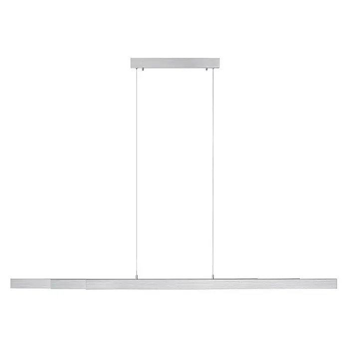 Just Light LED-Pendelleuchte LUZI - 45 W, L x B x H: 165 x 5,5 x 180 cm, Aluminium, Warmweiß - Moderne silberne Hängeleuchte mit linearem Design, ideal für Esszimmer oder Büros. Die Leuchte strahlt elegantes und zeitgemäßes Flair aus.