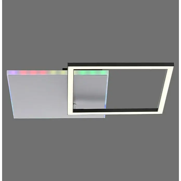Just Light LED-Deckenleuchte RENDA - 35 W, L x B x H: 59 x 49 x 6 cm, Aluminium, Mehrfarbig - Moderne LED-Deckenleuchte mit rechteckigem Design und RGB-Beleuchtung für eine stimmungsvolle Atmosphäre im Raum.