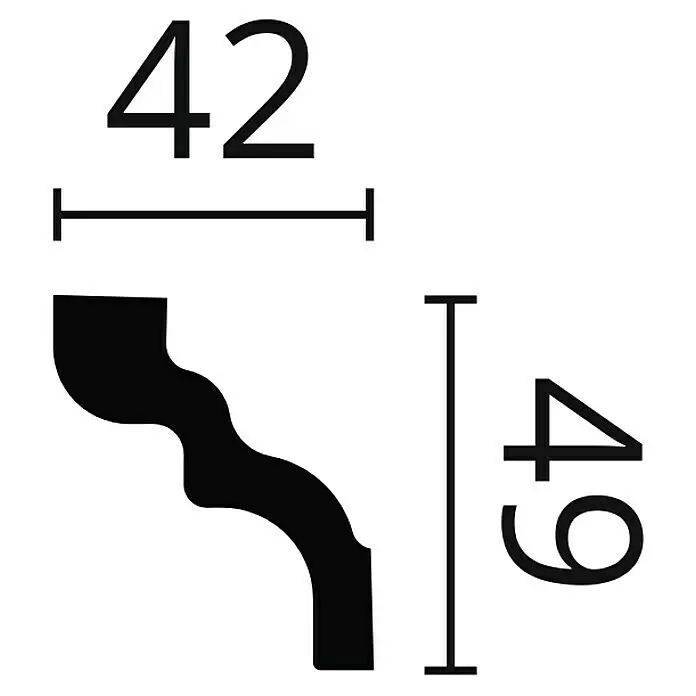 Nmc Decoflair Zierprofil Deckenleiste D - 2 m x 42 mm x 49 mm, Extrudiertes Polystyrol (XPS) - Schwarzes gewelltes Profilleistenstück mit Maßen 42x49.