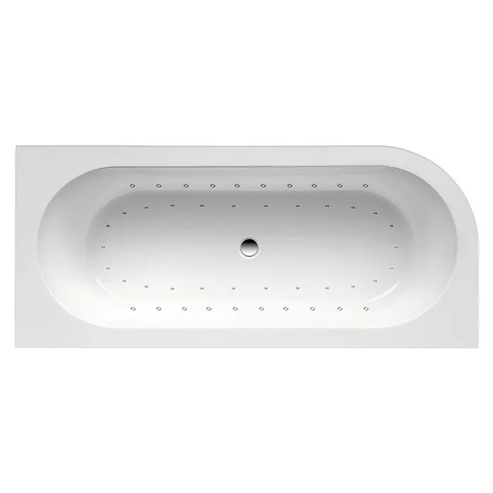 Ottofond Whirlpool Siesta Corner - 178 x 78 cm, Sanitäracryl, Weiß, Light/Silent, Linksseitig - Weisse Whirlpool Badewanne mit Hydromassage-Düsen. Luxuriöse Badewanne für entspannende Momente mit modernem Design.