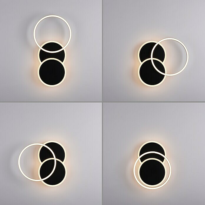 Just Light LED-Deckenleuchte SEVENT (29 W, L x B x H: 50 x 33,4 x 8,2 cm,  Schwarz, Warmweiß) | BAUHAUS