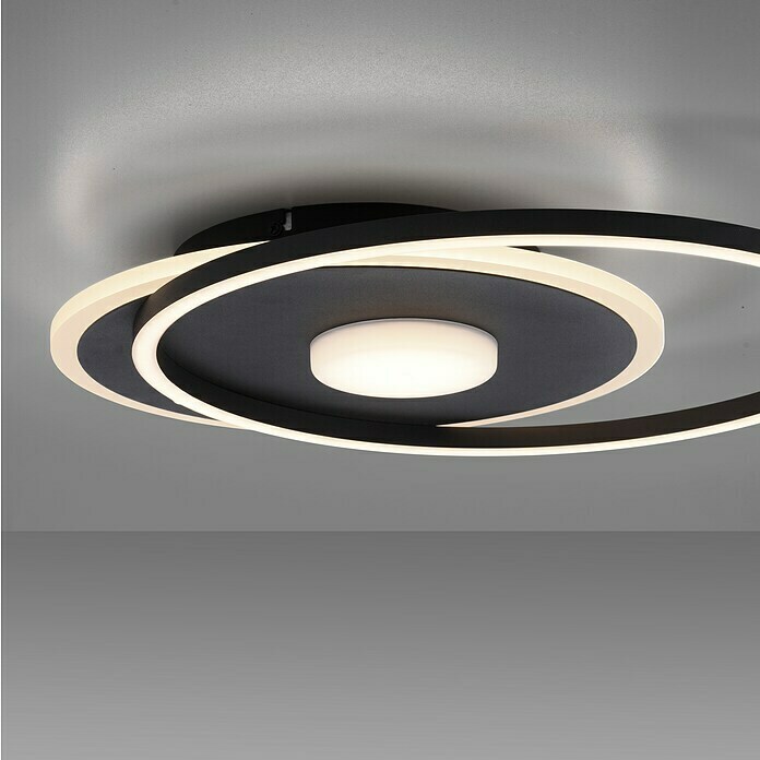 Just Light LED-Deckenleuchte DOMINO (31 W, L x B x H: 45 x 39,5 x 6,8 cm,  Schwarz, Warmweiß)
