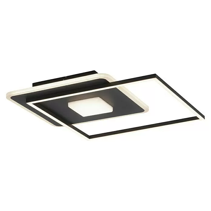 Just Light LED-Deckenleuchte DOMINO30 W, L x B x H: 45 x 45 x 6,5 cm, Schwarz, Warmweiß