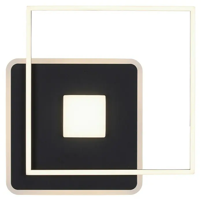 Just Light LED-Deckenleuchte DOMINO - 30 W, L x B x H: 45 x 45 x 6,5 cm, Schwarz, Warmweiß - Moderne LED-Deckenleuchte mit quadratischem Design und heller Beleuchtung, ideal für stilvolle Innenräume.