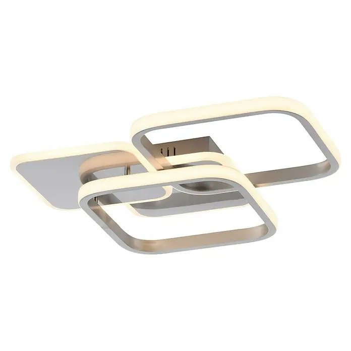 Just Light LED-Deckenleuchte SEVENT - 41 W, L x B x H: 46 x 39,4 x 8,7 cm, Stahl, Warmweiß - Moderne LED-Deckenleuchte mit quadratischen Elementen für stilvolle Beleuchtung im Raum. Elegantes Design in Silber und Weiß für ein modernes Ambiente.