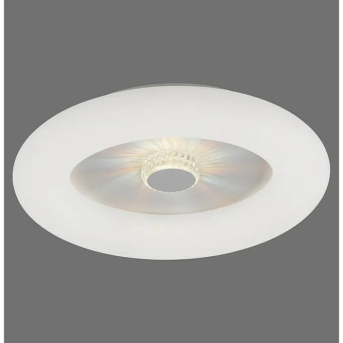 Just Light LED-Deckenleuchte rund VERTIGO - 30 W, Ø x H: 50 x 13,5 cm, Weiß, Mehrfarbig - Elegante Deckenleuchte mit kreisförmigem Design und zentralem Lichtelement, ideal für moderne Innenräume.