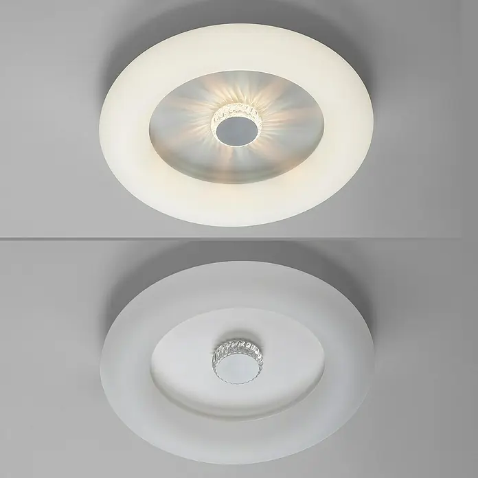 Just Light LED-Deckenleuchte rund VERTIGO - 30 W, Ø x H: 50 x 13,5 cm, Weiß, Mehrfarbig - Deckenleuchte mit Ringdesign, einmal mit Beleuchtung, einmal ohne, für modernes Ambiente mit elegantem Touch.