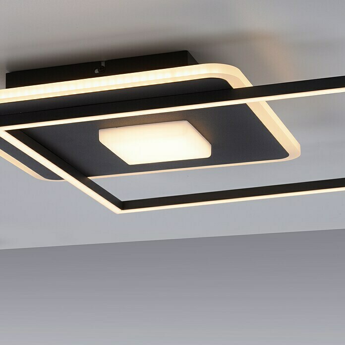 Just Light LED-Deckenleuchte DOMINO (30 W, L x B x H: 45 x 45 x 6,5 cm, Schwarz, Warmweiß) | BAUHAUS