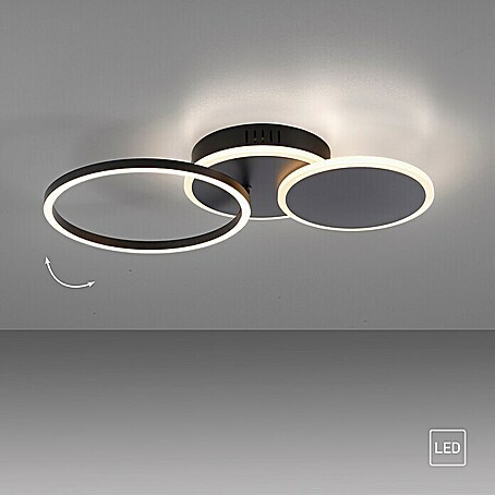 Just Light LED-Deckenleuchte SEVENT (29 W, L x B x H: 50 x 33,4 x 8,2 cm, Schwarz, Warmweiß)