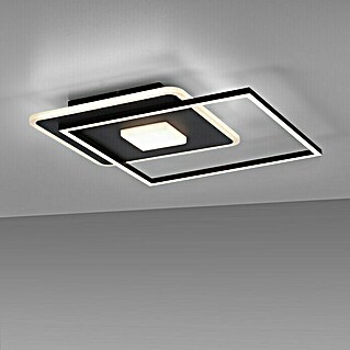 LeuchtenDirekt LED-Deckenleuchte DOMINO (30 W, L x B x H: 45 x 45 x 6,5 cm, Schwarz, Warmweiß)