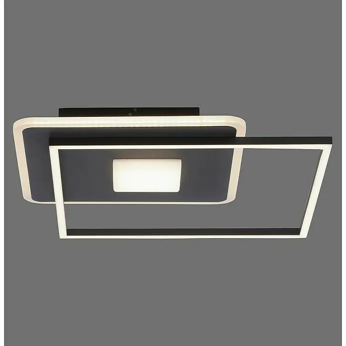 Just Light LED-Deckenleuchte DOMINO30 W, L x B x H: 45 x 45 x 6,5 cm, Schwarz, Warmweiß - Moderne LED-Deckenleuchte mit quadratischem Design in Schwarz und Weiß für eine stilvolle Beleuchtung.