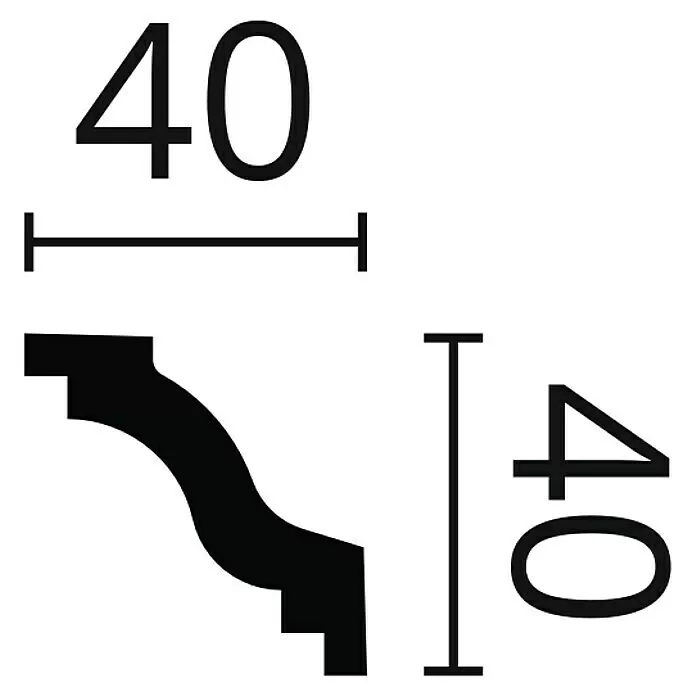 Nmc Decoflair Zierprofil Deckenleiste WT6 - 2 m x 40 mm x 40 mm, Hochverdichtetes extrudiertes Polymer (HDPS) - Skizze
