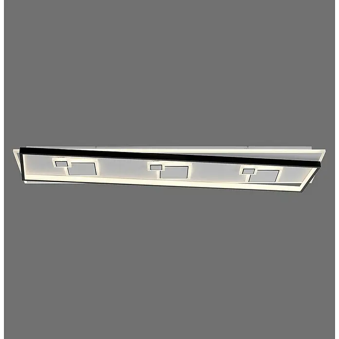 Paul Neuhaus LED-Deckenleuchte MAILAK - 39 W, L x B x H: 97,5 x 30 x 5,5 cm, Weiß, Warmweiß - Moderne LED-Deckenleuchte mit rechteckigem Design und schwarzem Rahmen für eine stilvolle Beleuchtung im Raum.