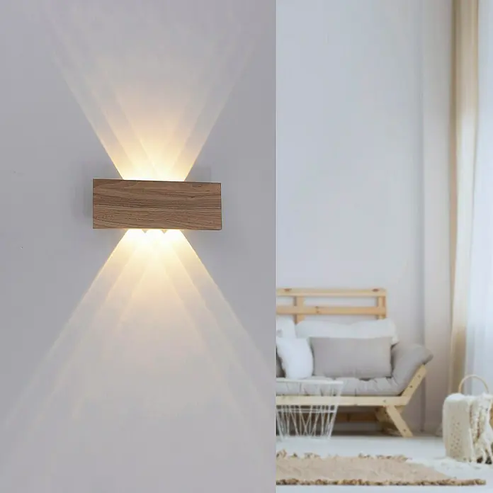 Paul Neuhaus Wandleuchte PALMA - 6,5 W, L x B x H: 32 x 6 x 12 cm, Holz, Sonstige - Wandleuchte aus Holz für stimmungsvolle Beleuchtung. Die Lichtstrahlen setzen Akzente an der Wand und schaffen eine angenehme Atmosphäre im Raum.